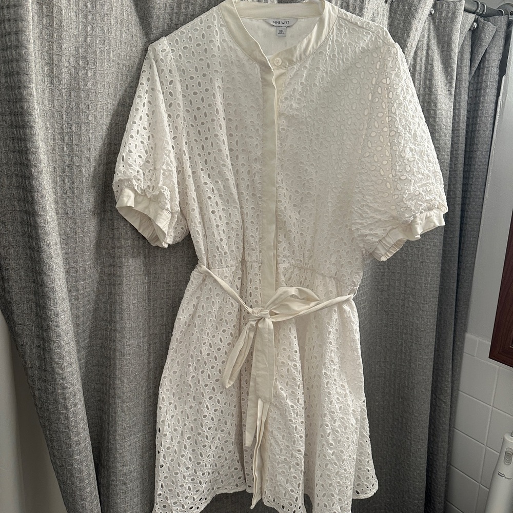 Nine West White Eyelet Dress